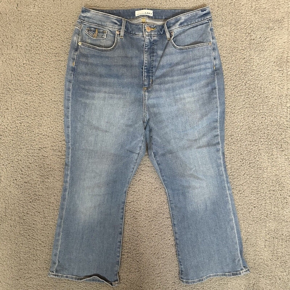 LOFT The Curvy Kick Crop Womens Jeans Blue Size Petite 16 33 16P 33P